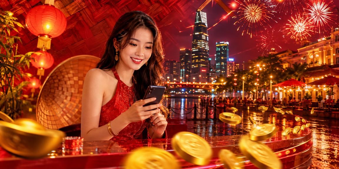 Người chơi đăng ký tài khoản trên di động với nền đèn neon